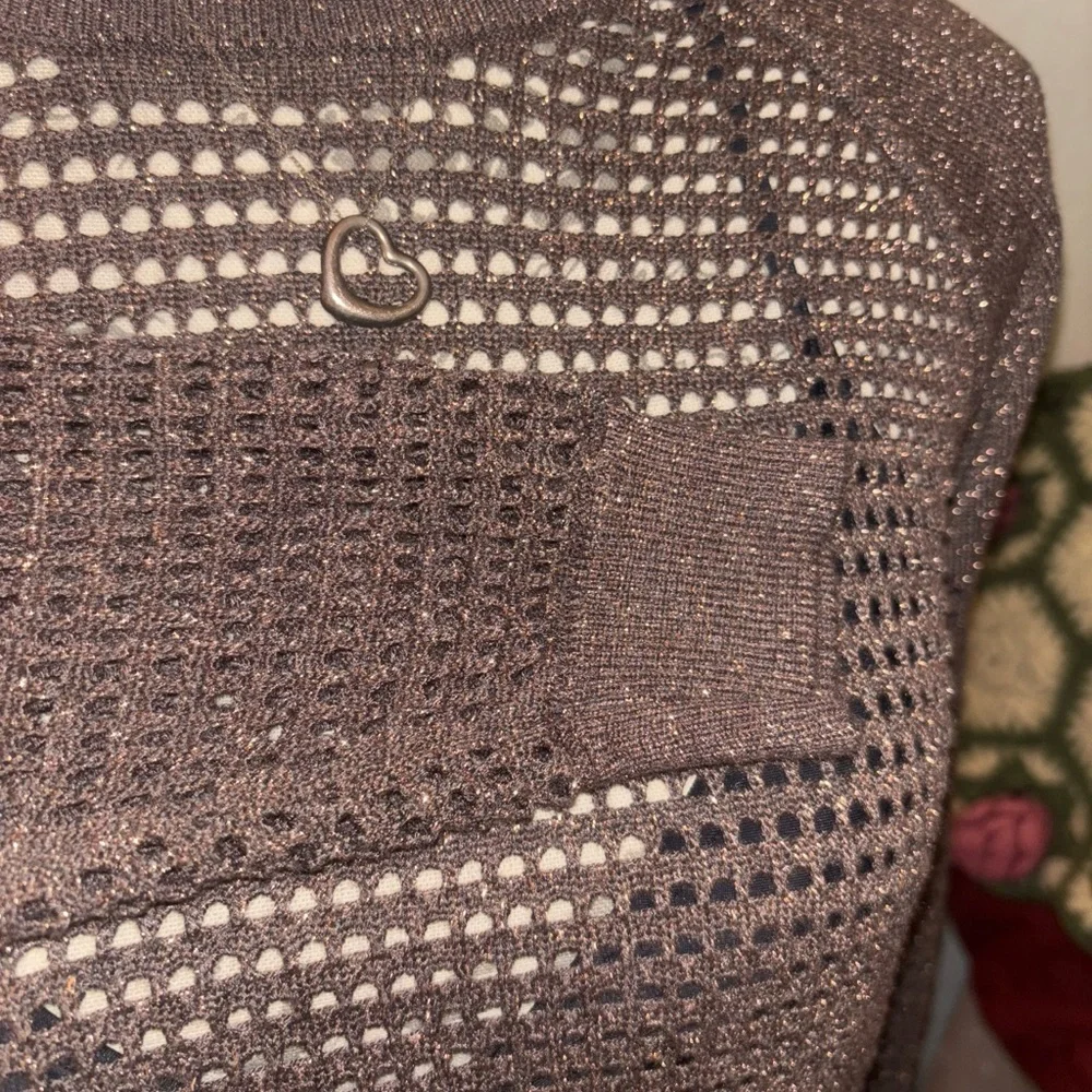 Express Brown Open-Weave Scoop Neck Sweater - Picture 4 of 6